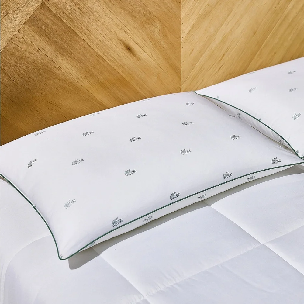 Lacoste Home Croc Cotton Pillow Set (2) Standard Queen Medium NWT